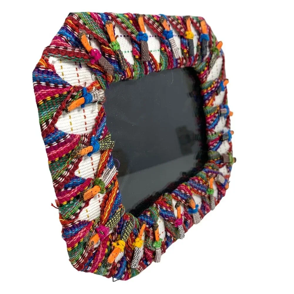 Colorful Worry Dolls Embellished Handwoven Multicolor Picture Frame